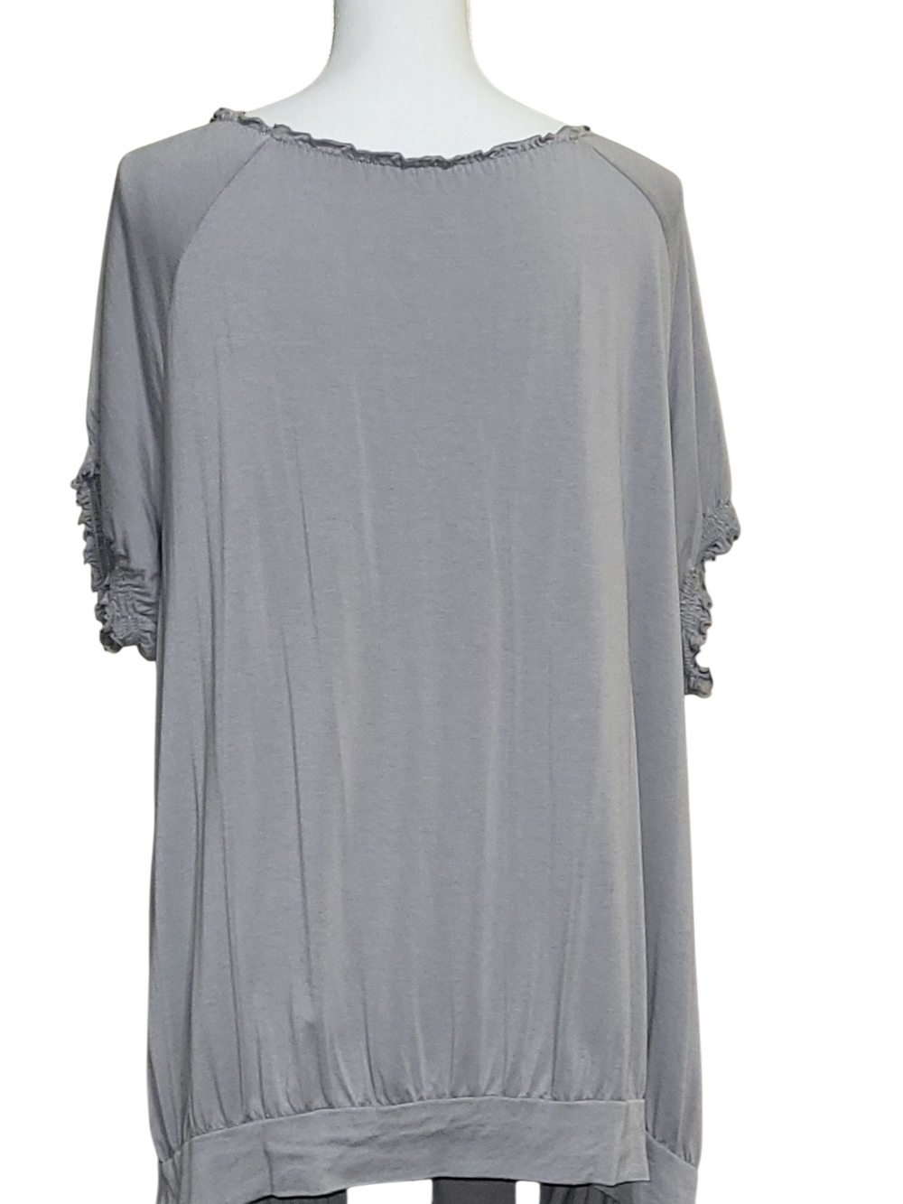 Lane Bryant Modern Fit Gray Pleated Tie-Front Blouse - Picture 2 of 3